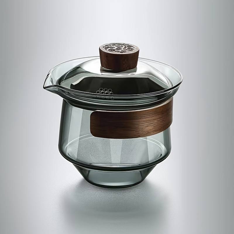 Gaiwan Jarra de Vidrio con Madera