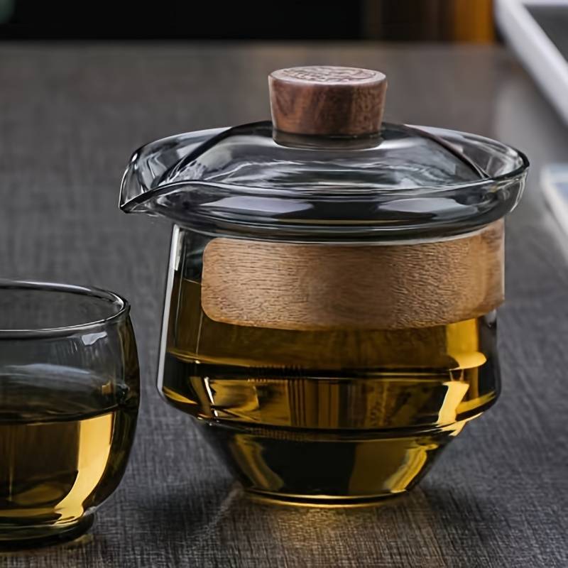 Gaiwan Jarra de Vidrio con Madera