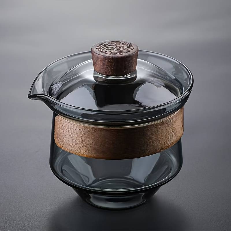 Gaiwan Jarra de Vidrio con Madera