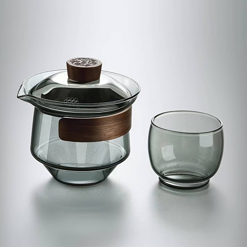 Gaiwan Jarra de Vidrio con Madera