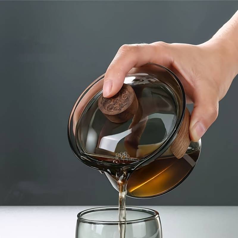 Gaiwan Jarra de Vidrio con Madera