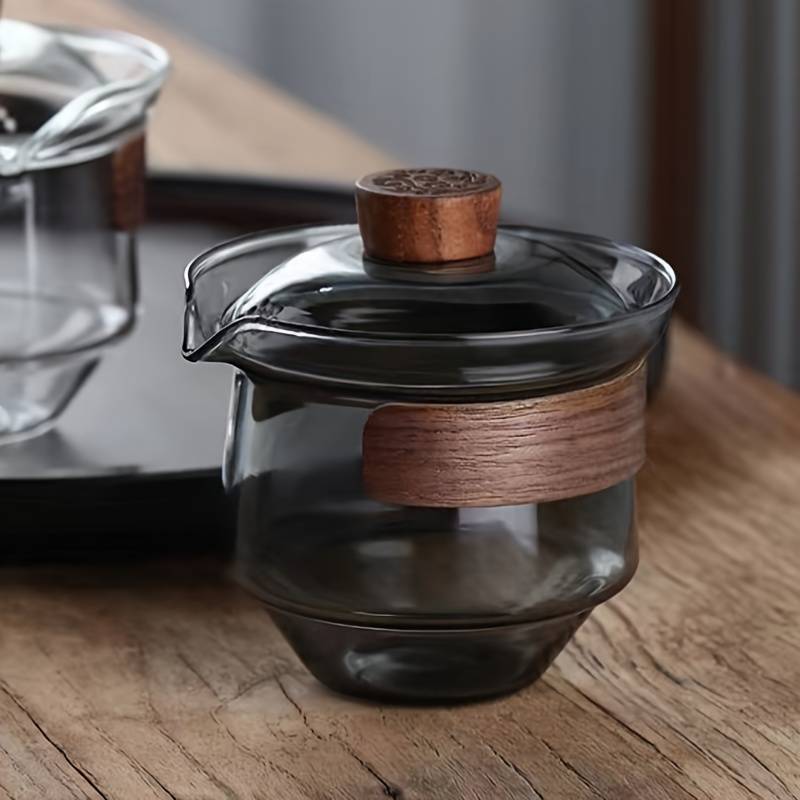 Gaiwan Jarra de Vidrio con Madera